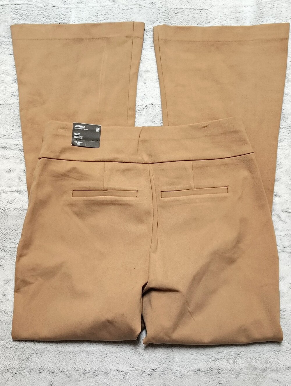 NWT Express Columnist High-rise Flare Pants Tan Luxe Comfort Knit Womens Medium - Picture 6 of 7